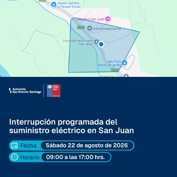 Interrupción programada del suministro eléctrico en San Juan el sábado 22 de agosto de 2026