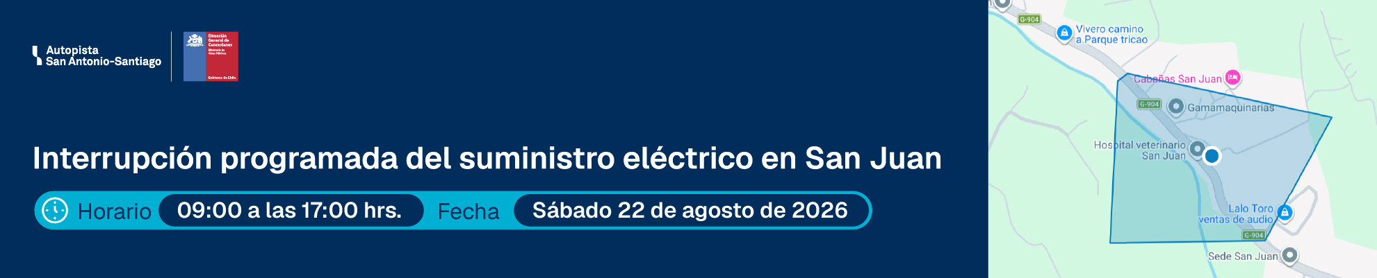 Interrupción programada del suministro eléctrico en San Juan el sábado 22 de agosto de 2026